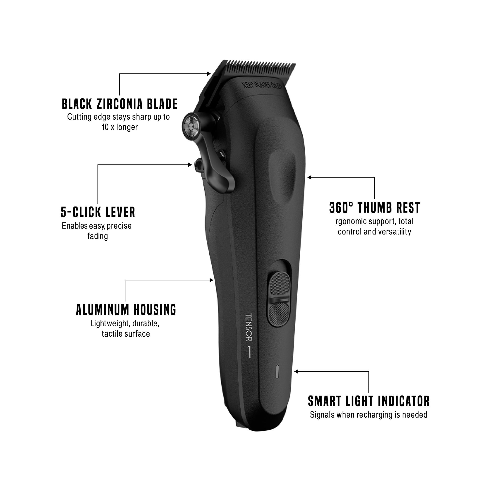 Tensor 1 Black – Barbiere e tagliacapelli professionale basato sull'intelligenza artificiale